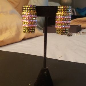 Multicolor Crystal clip-on earrings